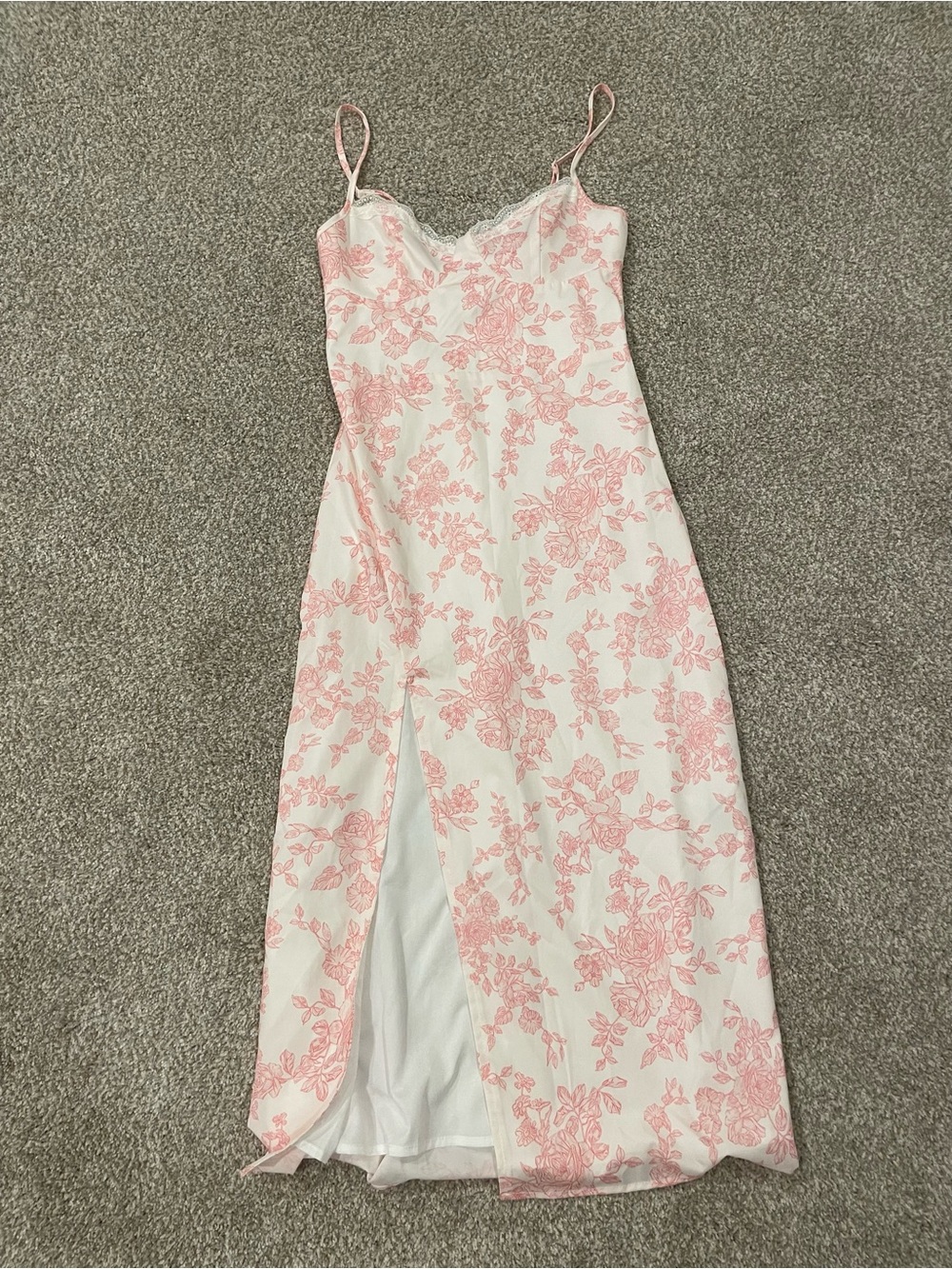 SHEIN Pink Floral Satin Slip Dress